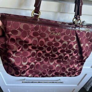 Coach Maroon Signature Tote